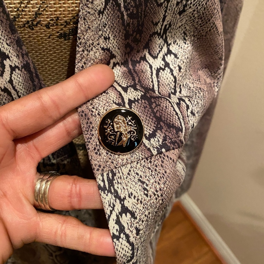 Suede snakeskin print pocket coat. - Picture 9 of 9